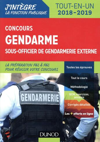 Couverture du livre « Gendarme ; concours sous-officier externe (édition 2018/2019) » de  aux éditions Dunod