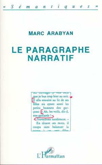 Couverture du livre « Le paragraphe narratif » de Marc Arabyan aux éditions L'harmattan