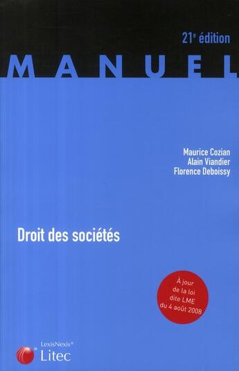 Couverture du livre « Droit des sociétés » de Maurice Cozian aux éditions Lexisnexis