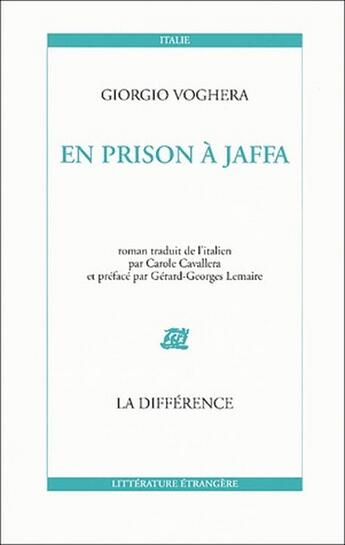 Couverture du livre « En prison à Jaffa » de Giorgio Voghera aux éditions La Difference