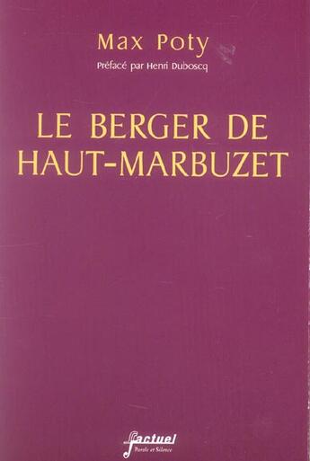 Couverture du livre « Berger du haut-marbuzet » de Max Poty aux éditions Parole Et Silence