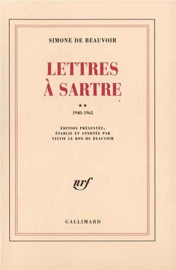 Couverture du livre « Lettres à Sartre Tome 2 » de Simone De Beauvoir aux éditions Gallimard