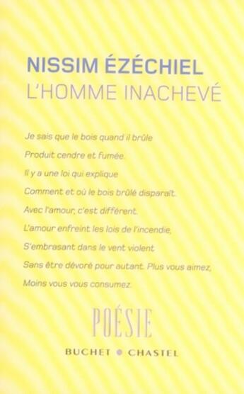 Couverture du livre « L'homme inachevé » de Ezekiel Nissim aux éditions Buchet Chastel