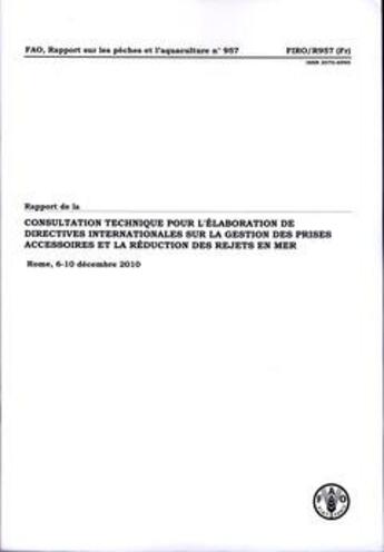 Couverture du livre « Rapport de la consultation technique pour l'elaboration de directives internationales sur la gestion » de  aux éditions Fao