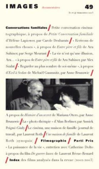 Couverture du livre « Images documentaires n 49 - conversations familiales- 2003 » de  aux éditions Images Documentaires