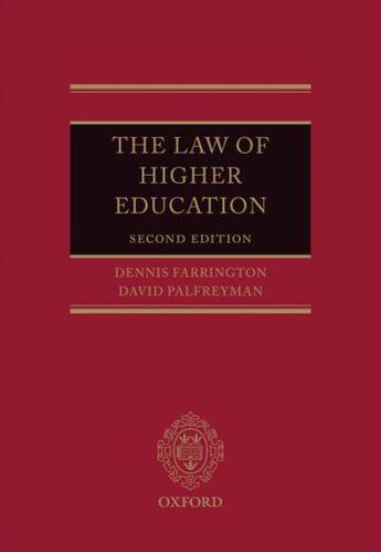 Couverture du livre « The Law of Higher Education » de Dennis Farrington aux éditions Oup Oxford