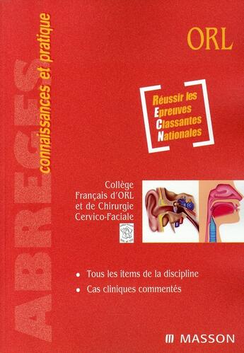 Couverture du livre « ORL » de College Francais D'Orl aux éditions Elsevier-masson