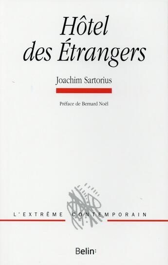 Couverture du livre « Hôtel des étrangers » de Joachim Stratorius aux éditions Belin