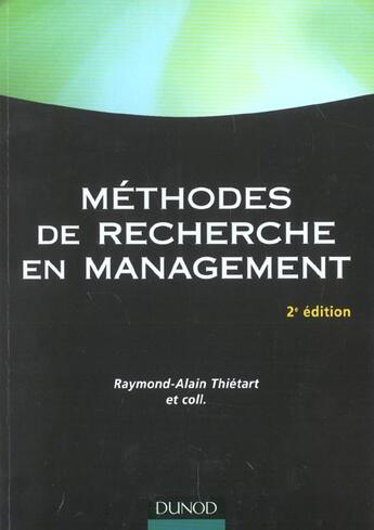 Couverture du livre « Methodes De Recherche En Management » de Raymond-Alain Thietard aux éditions Dunod