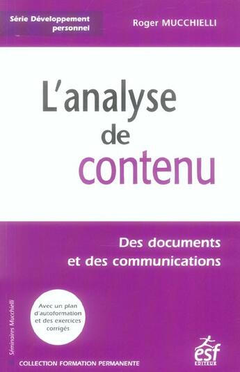 Couverture du livre « L'analyse de contenu » de Roger Mucchielli aux éditions Esf