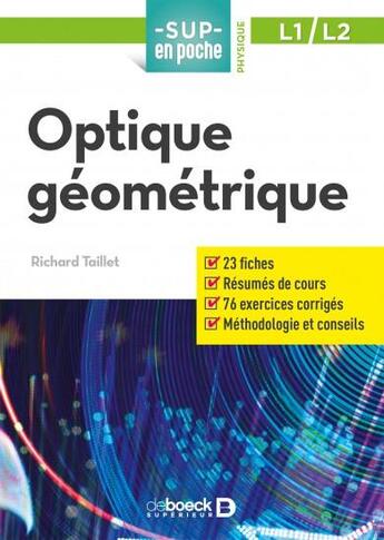 Couverture du livre « Sup en poche : physique L1/L2 ; optique géométrique » de Richard Taillet aux éditions De Boeck Superieur
