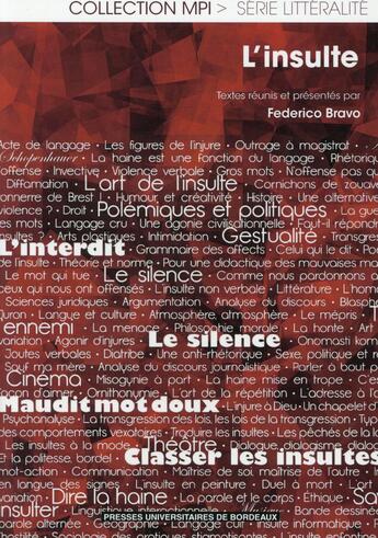 Couverture du livre « L' Insulte » de Bravo Frederic aux éditions Pu De Bordeaux