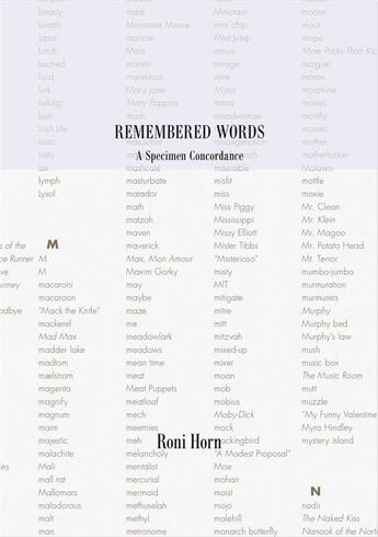 Couverture du livre « Roni horn remembered words a specimen concordance » de Roni Horn aux éditions Steidl