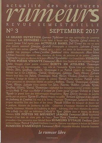 Couverture du livre « Revue Rumeur T.3 ; septembre 2017 » de  aux éditions La Rumeur Libre