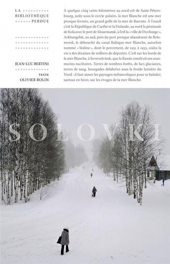 Couverture du livre « Solovki, la bibliothèque disparue » de Olivier Rolin et Jean-Luc Bertin aux éditions Le Bec En L'air