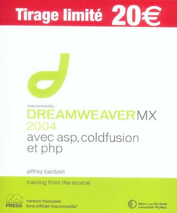 Couverture du livre « Dreamweaver Mx 2004 Avec Coldfusion Php » de Jeffrey Bardzell aux éditions Peachpit Press