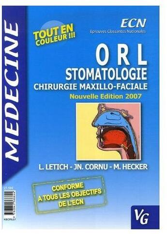 Couverture du livre « MEDECINE KB ; ORL, stomatologie, chirurgie maxillo-faciale » de  aux éditions Vernazobres Grego