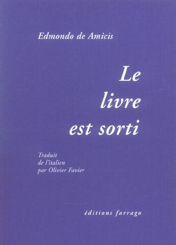 Couverture du livre « Le livre est sorti » de Edmondo De Amicis aux éditions Verdier