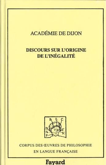 Couverture du livre « Discours sur l'origine de l'inégalité » de  aux éditions Fayard