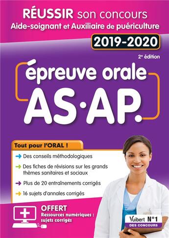 Couverture du livre « Épreuve orale AS.AP ; réussir son concours aide-soignant et auxiliaire de puériculture (concours 2019/2020) » de  aux éditions Vuibert