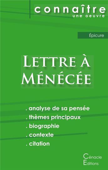 Couverture du livre « Lettre à Ménécée, d'Epicure » de  aux éditions Editions Du Cenacle