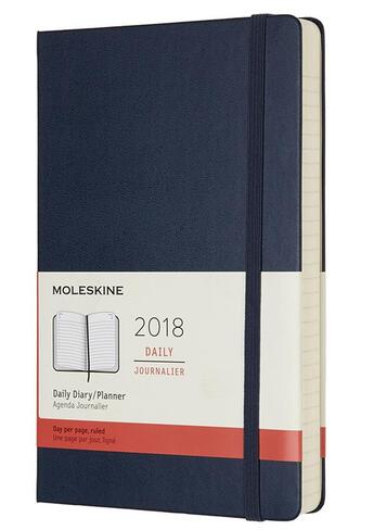 Couverture du livre « Agenda 2018 journalier grand format rigide bleu saphir » de Moleskine aux éditions Moleskine Papet