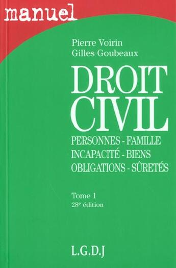 Couverture du livre « Personnes, famille, incapacite » de Voirin/Goubeaux aux éditions Lgdj