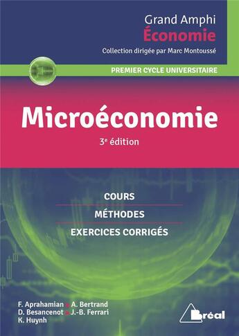 Couverture du livre « Microéconomie ; premier cycle universitaire ; cours, méthodes, exercices corrigés (3e édition) » de  aux éditions Breal