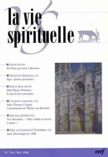 Couverture du livre « La vie spirituelle n 764 » de  aux éditions Cerf