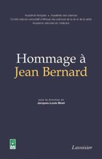 Couverture du livre « Hommage à jean bernard » de Jacques-Louis Binet aux éditions Tec Et Doc