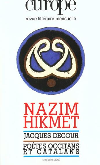 Couverture du livre « Europe Nazim Hikmet 878-879 Juin Juillet 2002 » de  aux éditions Revue Europe