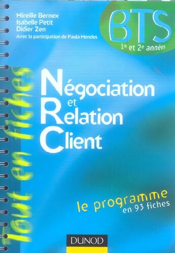 Couverture du livre « NEGOCIATION ET RELATION CLIENT » de Isabelle Petit et Mireille Bernex et Didier Zen aux éditions Dunod