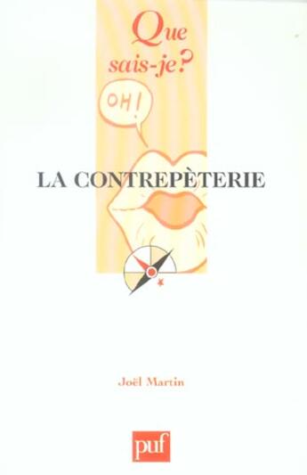 Couverture du livre « La contrepeterie » de Joel Martin aux éditions Que Sais-je ?