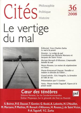 Couverture du livre « Le vertige du mal » de  aux éditions Puf