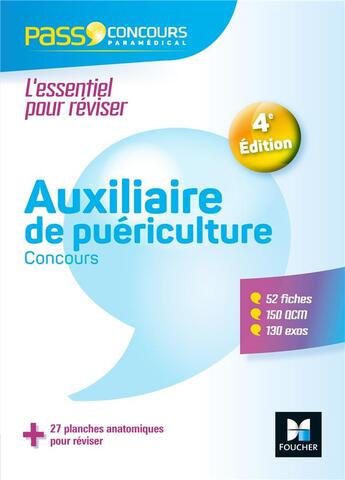 Couverture du livre « Pass'concours Tome 33 : auxiliaire de puériculture; AP ; entrée en IFAP ; révision et entraînement (4e édition) » de Raymonde Bichart aux éditions Foucher