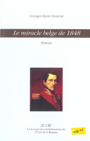 Couverture du livre « Le miracle belge de 1848 » de Georges-Henri Dumont aux éditions Parole Et Silence