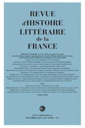 Couverture du livre « Revue d'histoire litteraire de la france - 4 - 2020, 120e annee - n 4 » de Alain Genetiot aux éditions Classiques Garnier