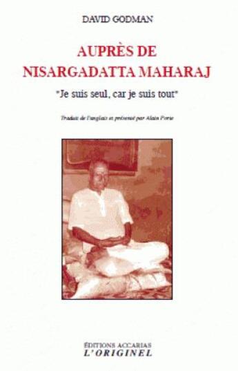 Couverture du livre « Auprès de Nisargadatta Maharaj ; 