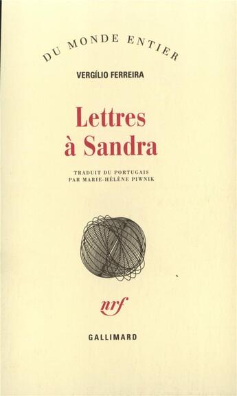 Couverture du livre « Lettres a sandra » de Ferreira Vergil aux éditions Gallimard