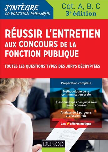 Couverture du livre « Réussir l'entretien aux concours de la fonction publique 2018-2019 (édition 2018/2019) » de Dominique Pipard-Thavez aux éditions Dunod