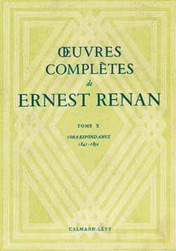 Couverture du livre « Oeuvres Completes De Ernest Renan - Tome X » de Renan-E aux éditions Calmann-levy