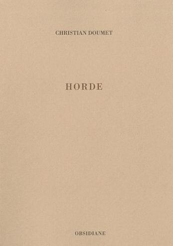 Couverture du livre « Horde ; feudataire de Berze » de Christian Doumet aux éditions Obsidiane