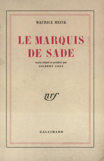 Couverture du livre « Marquis De Sade » de M Heine aux éditions Gallimard