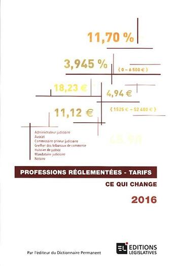 Couverture du livre « Tarifs des professions règlementées » de  aux éditions Dalloz