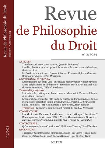 Couverture du livre « Revue de Philosophie du Droit II » de Sebastien Neuville et Pierre-Hugues Barré et Grégoire Belmont aux éditions Boleine