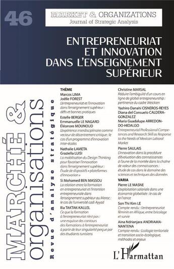 Couverture du livre « Entrepreneuriat et innovation dans l'enseignement superieur » de Dimitri Uzunidis aux éditions L'harmattan