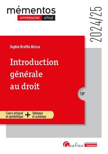 Couverture du livre « Introduction générale au droit : Notion et fondements pour l'étudiant qui débute (édition 2024/2025) » de Sophie Druffin-Bricca aux éditions Gualino