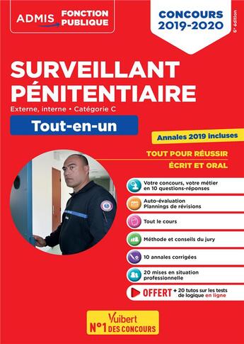 Couverture du livre « Surveillant pénitentiaire ; catégorie C ; externe, interne ; tout-en-un (édition 2019/2020) » de Pierre-Brice Lebrun et Emmanuel Kerdraon et Christophe Blondel-Deblangy aux éditions Vuibert