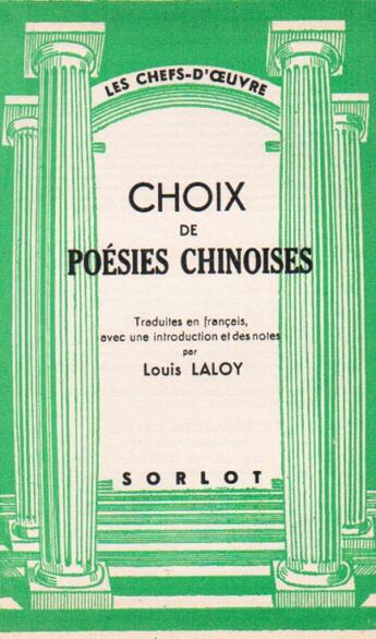 Couverture du livre « Choix de poésies chinoises » de Louis Laloy aux éditions Nel