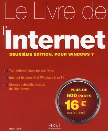 Couverture du livre « Livre de l'internet 2e pour windows 7 » de Henri Lilen aux éditions First Interactive